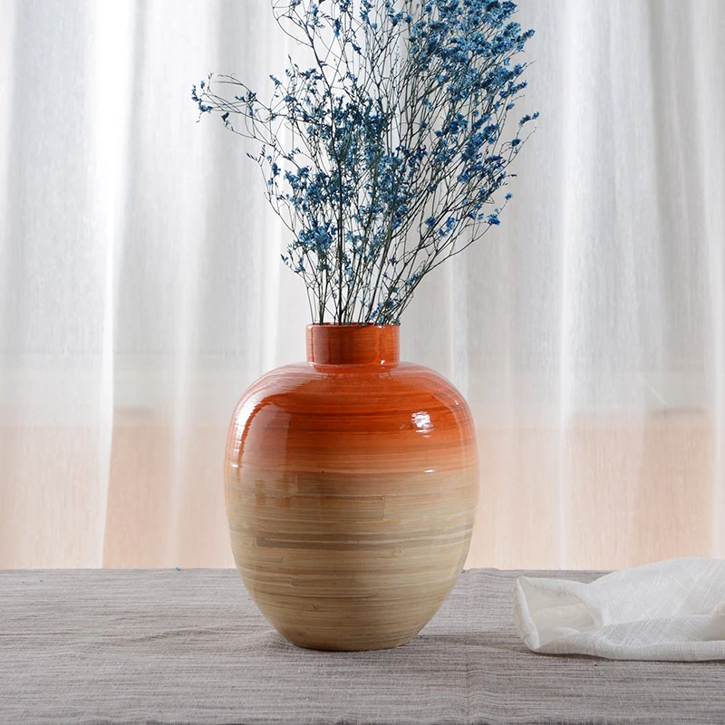

1pc creative Bamboo weaving Vase Southeast Asian style Ornament home decoration Wood Original Vintage