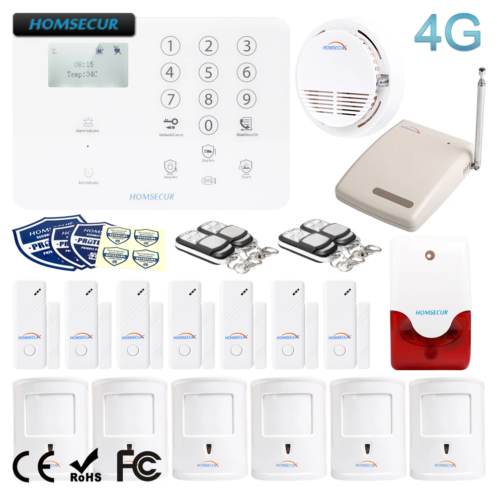 HOMSECUR беспроводный 4G LCD противовзломная сигнализация для взлома + 6 экологически