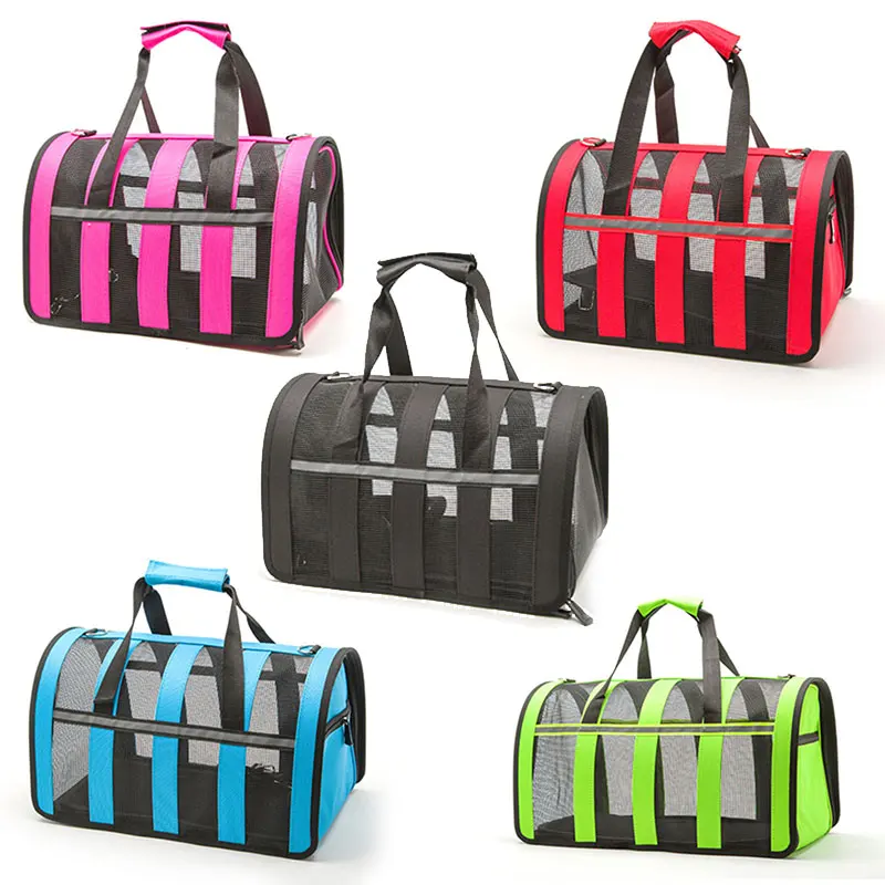 Outdoor Dog Bags Travel Pet Nylon Stripe Breathable Bag Foldable