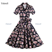 Heißer Verkauf V-ausschnitt Kurzen Ärmeln 1950 s 60 s A-Line Short Prom Cocktailkleid Formelle kleidung mit Bogen Kleid Auf Lager