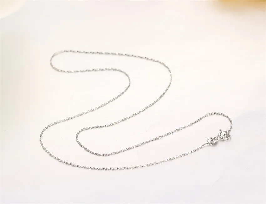 Real 925 Sterling Silver Slim Water Wave Chain Necklaces for Pendants Charms Jewelry For Womens Girls Jewelry Gift bijoux femme