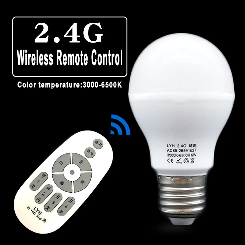 

Wireless Remote E27 LED Blub Night Light 2.4G Wireless Control Intelligent Bulbs