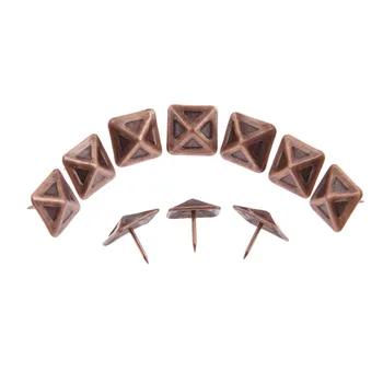 

DRELD 10Pcs 19*19mm Antique Upholstery Nail Tachas Jewelry Gift Box Door Sofa Furniture Decorative Tack Stud Pushpin Red Bronze