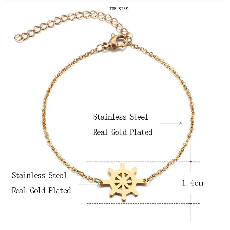 CACANA Stainless Steel Bracelet For Women Man Rudder Gold And Silver Color Pulseira Feminina Lover's Engagement Jewelry