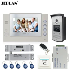 JERUAN Home Wired 7“ TFT video door phone Record intercom system kit 700TVL RFID Access IR Night Vision Camera Remote Control