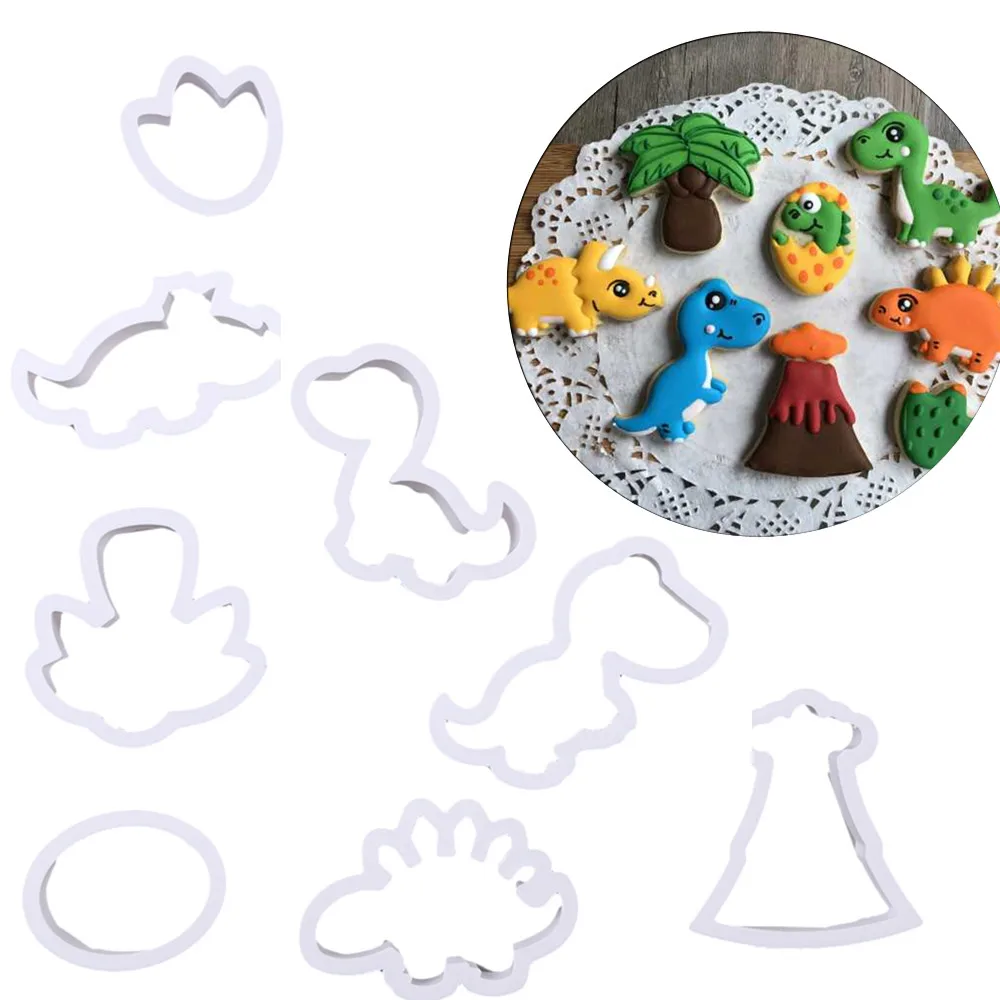 

8Pcs/Set Plastic Dinosaur Animal Fondant Cake Cookie Biscuit Cutter Decorating Mould Pastry Baking Tools