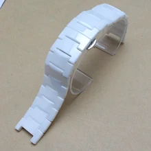 Новый стильный Высокое качество Керамический Белый Ремешок Для Часов Браслет в форме алмазов часы мужские женские аксессуары 20 мм вогнутой 11 мм продвижение