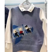 Для маленьких мальчиков Шерстяной свитер для девочек мягкий жилет мультфильм кролик Вязаный милый розовый синий одежда для малышей свитер фирменная детская одежда