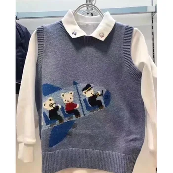 

Baby Boys Girls Wool Sweater Soft Vest Cartoon Rabbit Knitted Cute Pink Blue Toddler Baby Sweater Boutique Kids Clothes