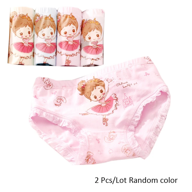 

2 Pcs/Lot 3-9 Y Soft Cute Cartoon Girls Underwear Cotton Panties Kids Short Briefs Children Underpants Random Color