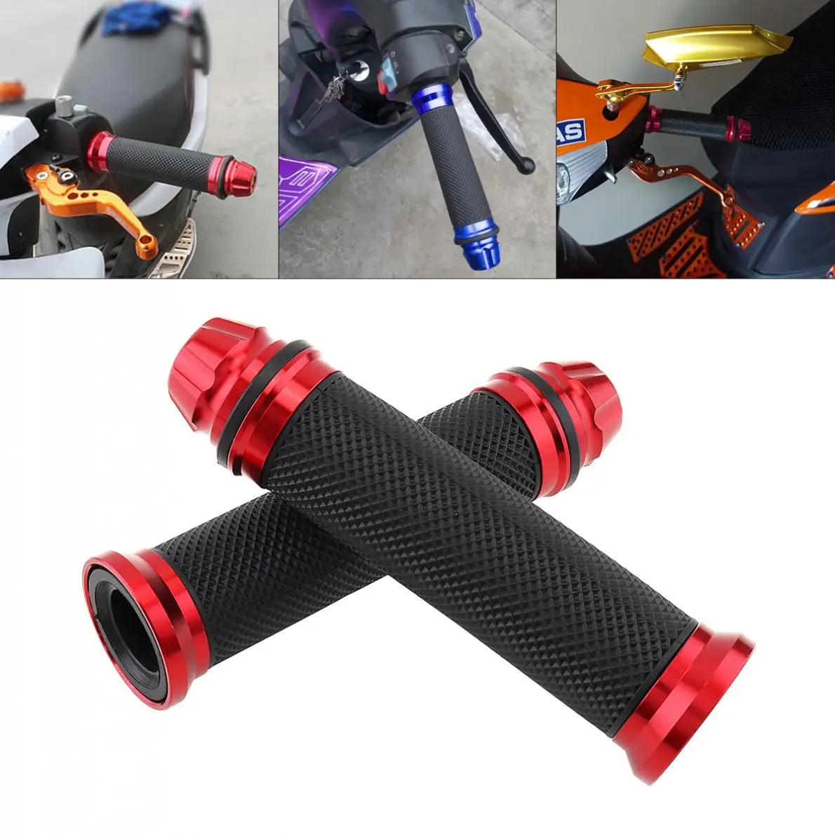 2шт 22 мм Универсальный алюминиевый+ резиновый мотоциклетный руль для руля два цвета на выбор