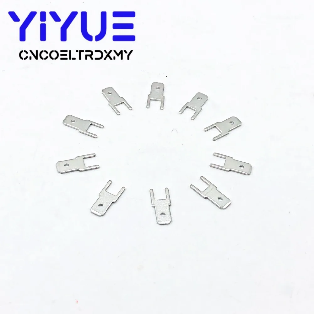 100Pcs 4.8 Inserts Plug male Terminal 250 PCB Solder lug thickness 0.8 two legs ,PCB welding sheet