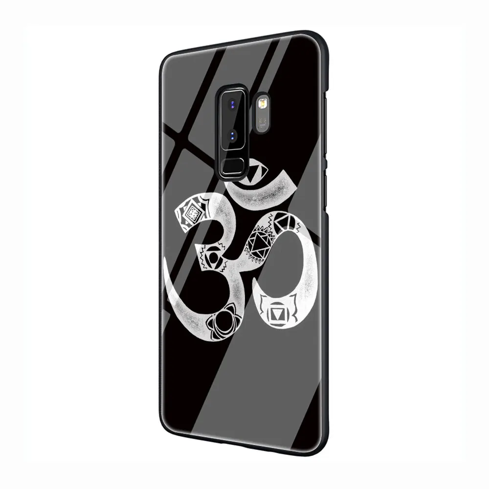 G12 АУМ Ом, йога закаленное Стекло Телефон чехол для Galaxy S7 edge S8 9 10 Plus, Note 8, 9, 10, A10 20 30 40 50 60 70 - Цвет: G12