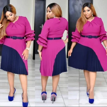 

H&D african dresses for women bazin riche africa kanga clothing pleated dress african splicing dress sale 2019 long sleeve skirt