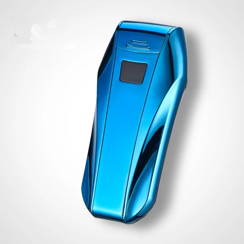 Новинка, двойная дуговая USB Зажигалка, перезаряжаемая Электронная зажигалка, светодиодный экран, сигаретная плазма, Индукционная импульсная зажигалка - Цвет: Blue