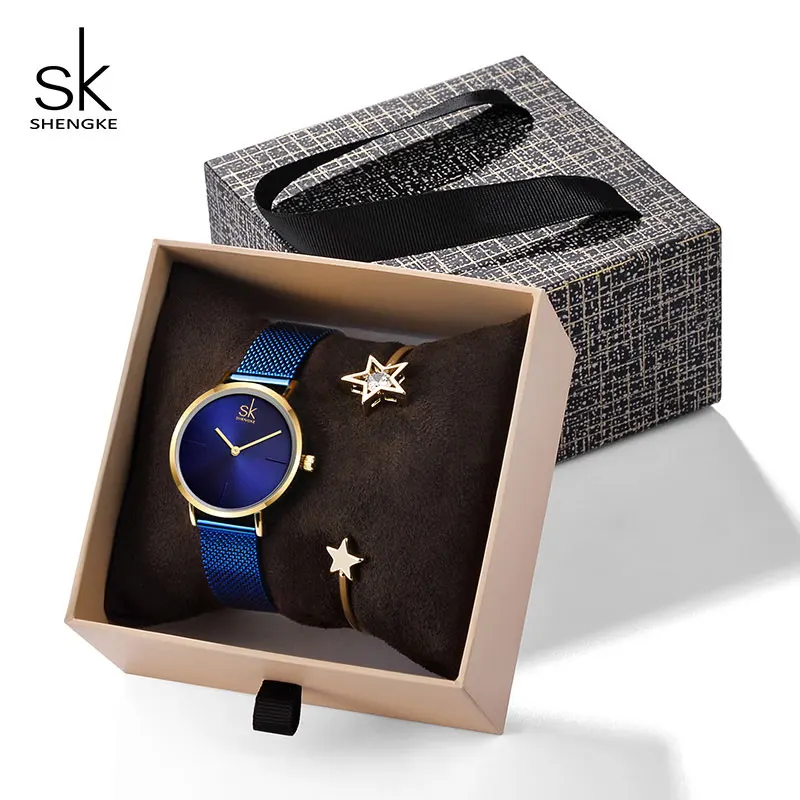 Shengke, креативные кварцевые часы, женский браслет, набор, SK, женские часы, Подарочный ювелирный набор, Relogio Feminino, часы, Montre Femme