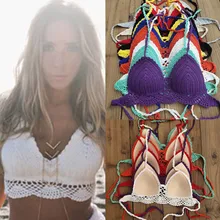 10 Color Hand Crochet Bikini Top Push up Festival Tassel Crop Top Crochet Swimsuit Beach Clothing scallop crochet trim flounce bardot top