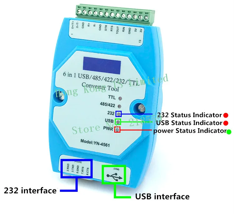 YN4561 шесть-в-одном серийный модуль CP2102 USB/485/422/232/ttl взаимное Преобразование Последовательный COM YN-4561