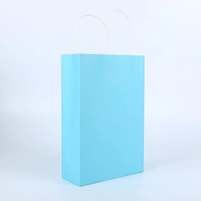 40 шт./лот крафт-бумажный пакет с ручками 21*15*8 см праздничные подарочные пакеты для свадьбы, дня рождения ребенка - Цвет: sky blue