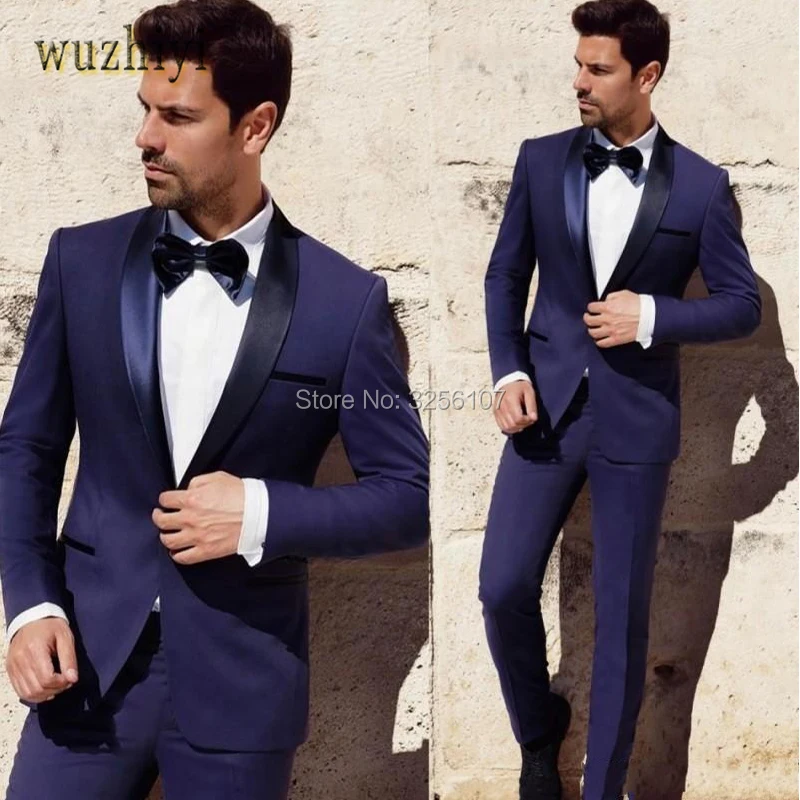

wuzhiyi 2018 Men Suit Set Slim Fit Best Man Groom Tuxedos Men Suits For Prom Wedding Smart Casual Blazers (Jacket+Pants)