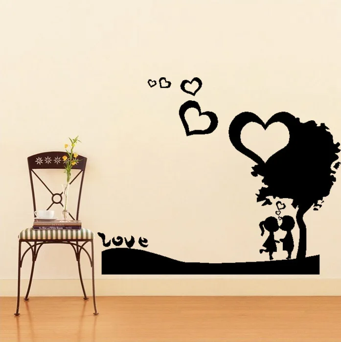 Free Shipping Boy Girl Kiss Under Tree Heart Love Bedroom