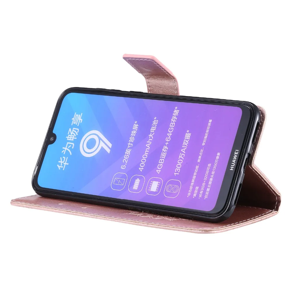 Huawei Y6 2019 trường hợp Huawei Y6 2019 Trường Hợp Da Sang Trọng Wallet Lật Điện Thoại Coque Đối Với Huawei Y6 2019 MRD-LX1 MRD-LX1F Y 6 Thủ huawei waterproof phone case