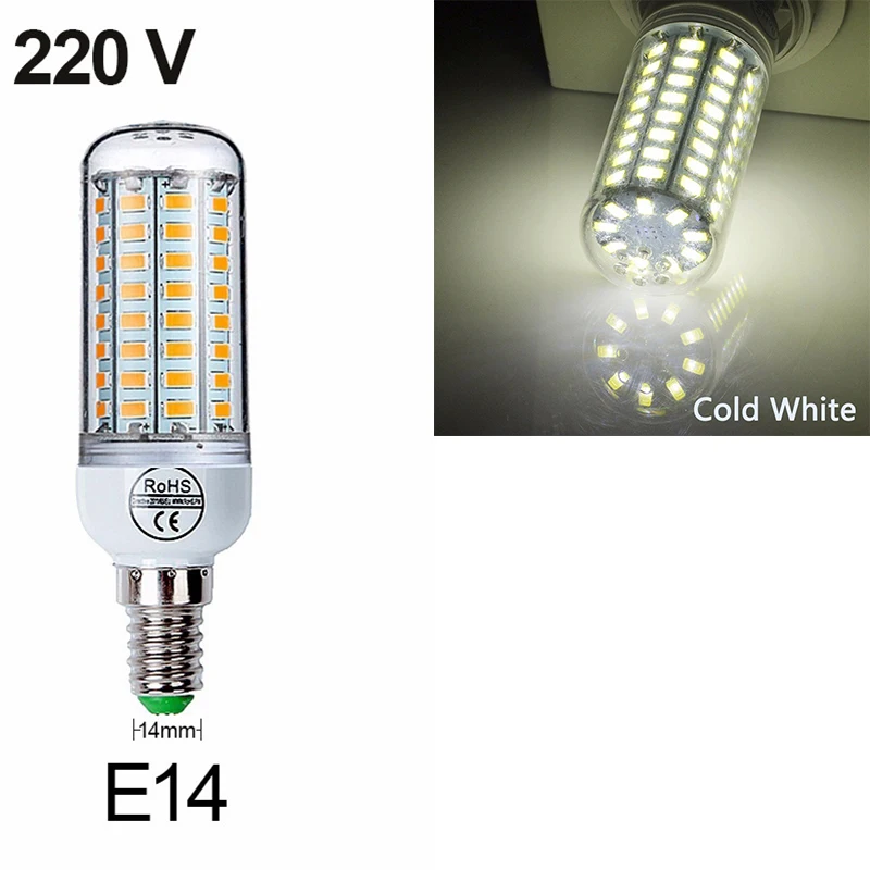 Hoomall светодиодный светильник переменного тока 220V E27 E14 светодиодный лампы SMD5730 лампы кукурузы 24 36 48 56 69 72 светодиодный s люстры лампы в форме свечи светодиодный светильник для домашнего декора - Испускаемый цвет: e14 White