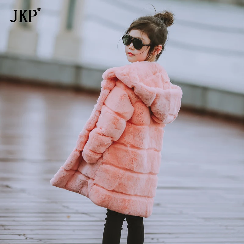 

JKP 2018 New winter really rex rabbit fur girl coat fashion Warm Clothes beautiful Thick Outerwear of children Jackets CT-21