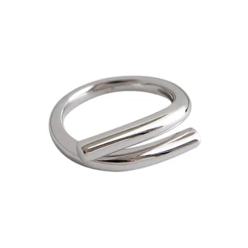 

Smooth 100% 925 Sterling Silver Open Rings Retro Geometric Cross Interweaving for Women Lady Gift Sterling Silver Jewelry