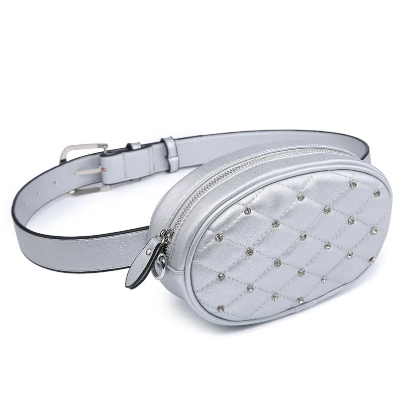 

Fanny Bag Waist Bag Money Phone Belt Bag Women Fanny Pack Waist Bags Pouch Phone Bolosa Silver Black Crystal Chest Handbag
