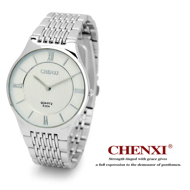 CHENXI Minimalism Ultra Thin Women Men Watches Silver Stainless Steel Lover's Ja CHENXI Minimalism Ultra Thin Women Men Watches Silver Stainless Steel Lover's Ja