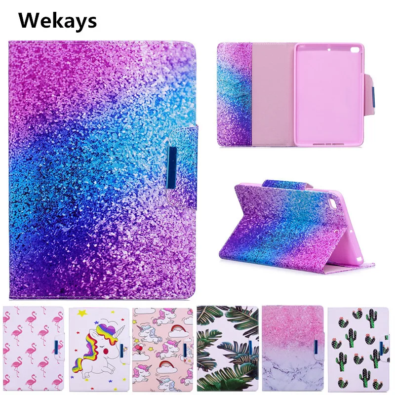 

Wekays Case for Apple IPad Mini 4 Cute Cartoon Flamingo Unicorn PU Flip Leather Cover Case For iPad Mini 4 Mini4 model Fundas