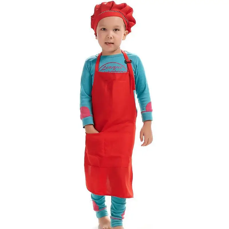 Лидер продаж, детский простой кухонный фартук, приготовление пищи, для выпечки, живопись, для приготовления пищи, художественный нагрудник, Детский фартук, кухонные принадлежности, Прямая - Цвет: Красный