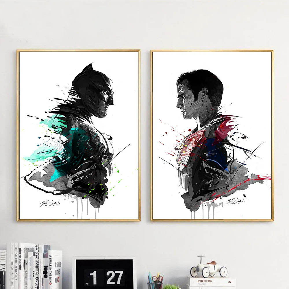 Batman Superman Film Tuval Sanat Posterler Suluboya Tuval Baskilar