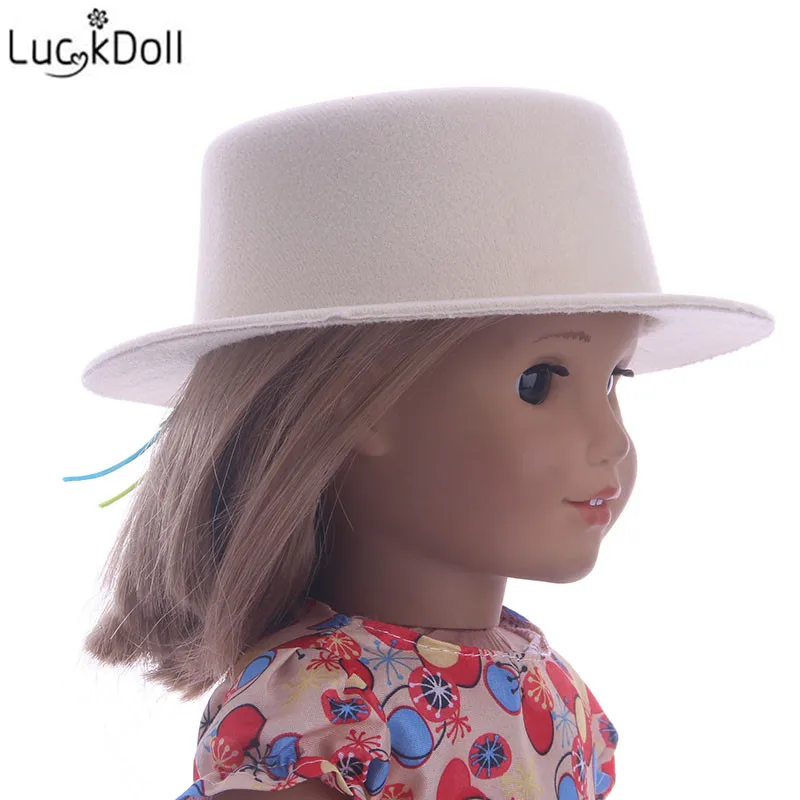 LUCKDOLL модные новые конфетного Цветной шерсть с плоским верхом шапка аксессуары для игрушечной куклы для 18 дюймов американская кукла лучший подарок