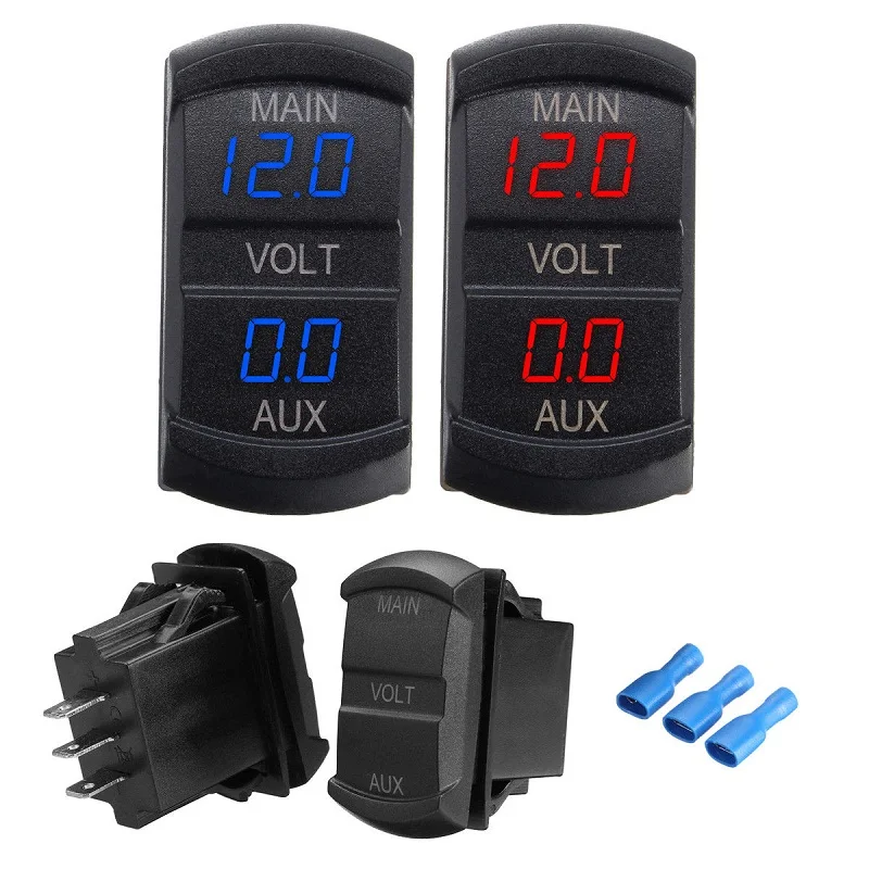 

LED DC 10-60V Dual Voltmeter Gauge Voltage Panel Meter Display DC12v