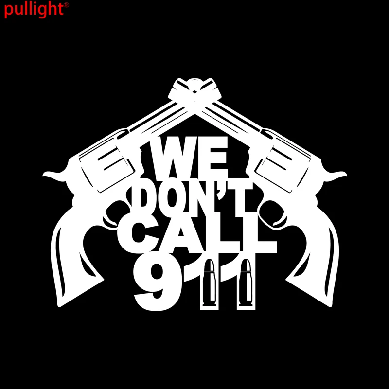 Personality Creative Warning Gun Protection Amendment 911 Truck Car Window Vinyl Decal Sticker