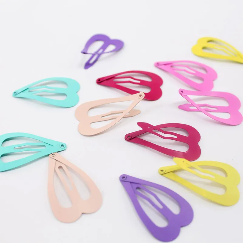 12pcs Snap Baby Hair Clips for Hair Cute Clip Pins Kids Hairpins Heart Shaped Color Metal Barrettes for Children Women Girls 4cm