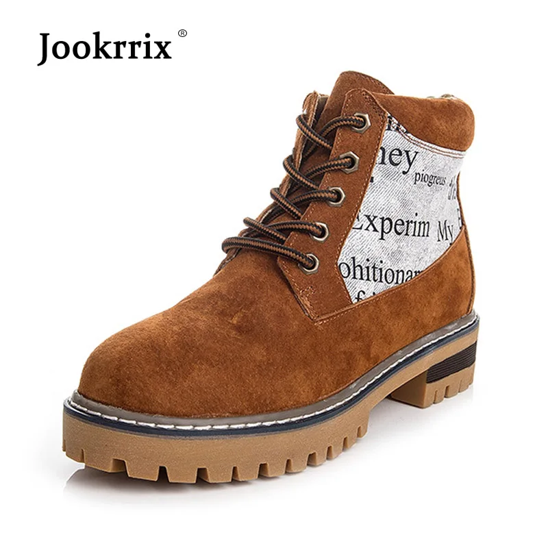 

Jookrrix 2018 Retro Shoes Women Fashion Brand Martin Boots Lady chaussure Autumn Female footware Breathable Ankle Boots Camel