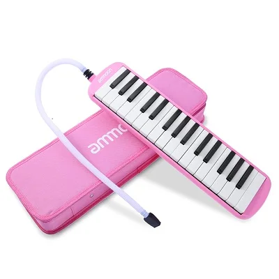 Ammoon 32 клавишная мелодика Фортепиано стиль клавишная гармоника рот орган с мундштук чистящая ткань чехол для переноски музыкальный подарок - Цвет: Розовый