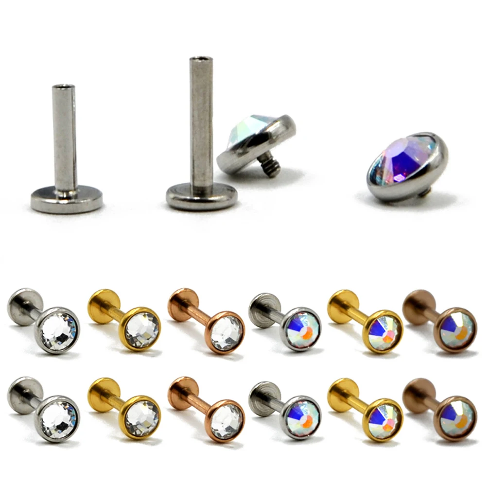 3pcs Mixed Color Flat CZ Gem Ear Cartilage Tragus Helix Piercing Labret