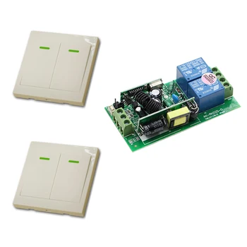 

New AC85V-250V 2CH Wireless Remote Control Switch System Receiver +Wall Panel Remote Transmitter Sticky Remote Smart Home Switch