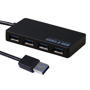

Portable USB Hub Compact 4 Port USB 3.0 Hub Splitter Adapter 5Gbps for Mac Laptop Notebook PC Desktop Plug and play new Black