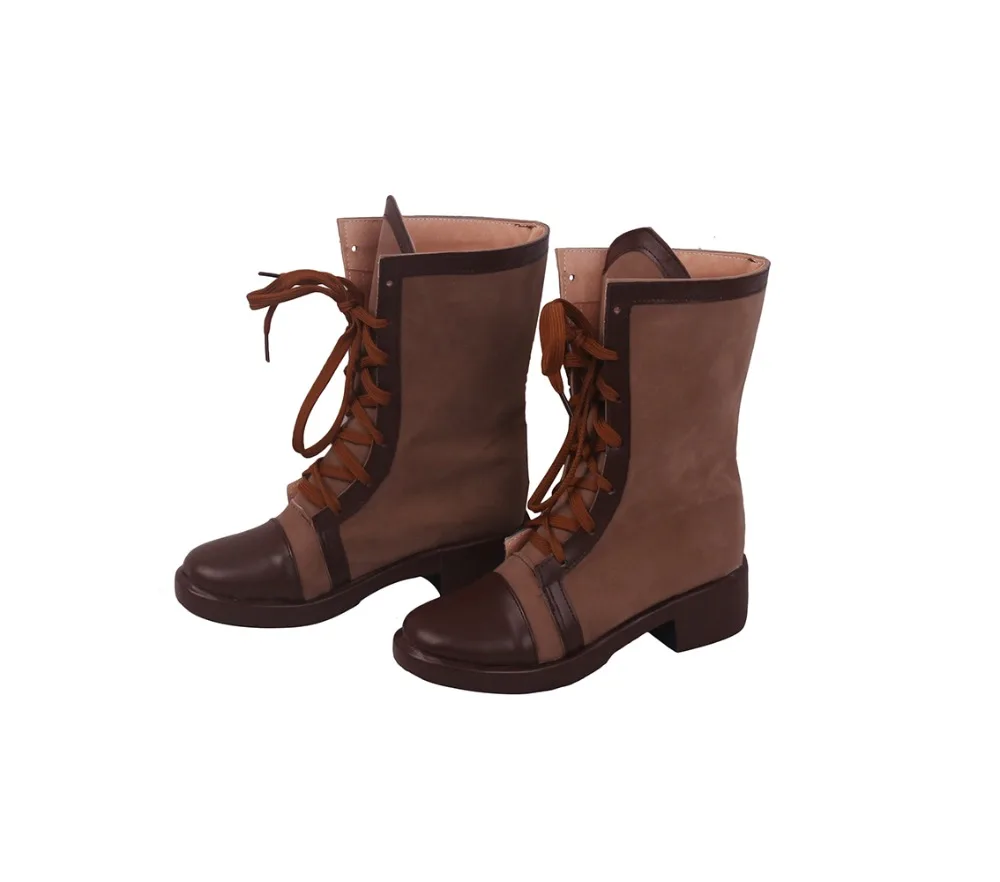 Sengoku Night Blood Yuziki Cosplay Boots Brown Shoes Custom Made Any Size for Unisex (3)