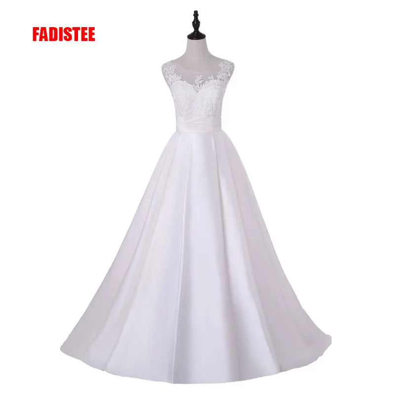 FADISTEE, Новое поступление, Элегантное свадебное платье, Vestido de Festa, с аппликацией, на молнии, пуговице, а-силуэт, платье со шлейфом, кружевное, стильное - Цвет: photo color