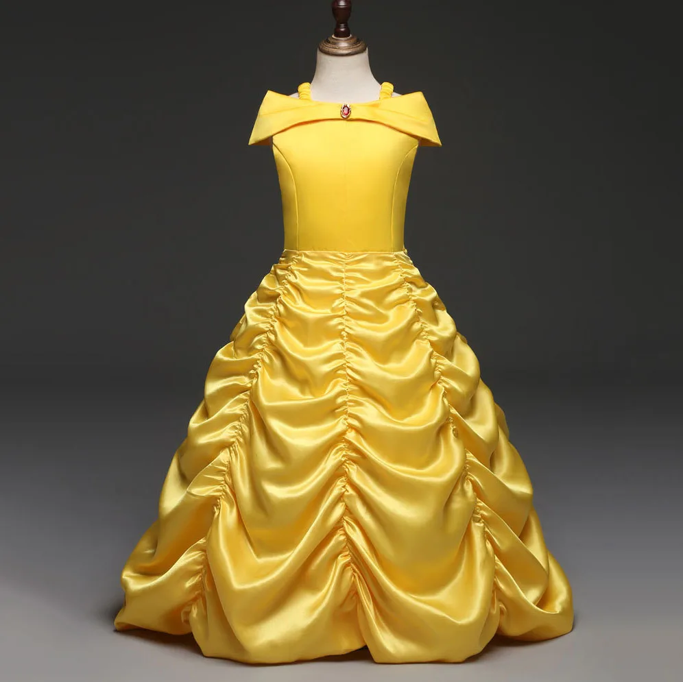 Children Princess Clothing Girls Yellow Party Dresses Girls Cosplay ...