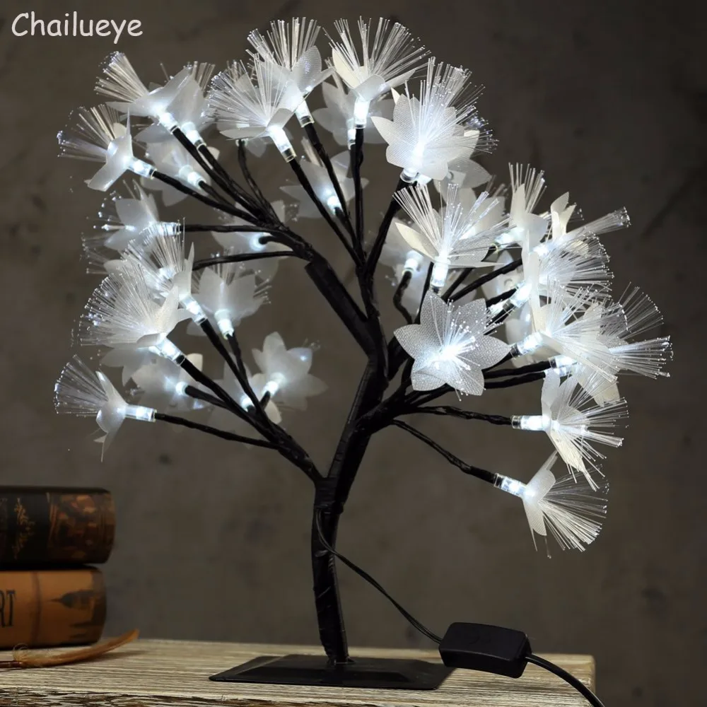 

Luminarias LED Cherry Tree Night Lights Table Lamps Optical Fiber Christmas Kids Baby Bedside Indoor Home Decoration Lighting