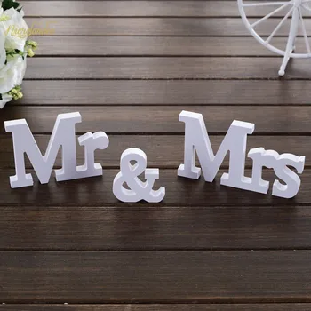 

NICROLANDEE 3 pcs/set Wedding Decorations Mr & Mrs Mariage Birthday Party Decorations Valentine's Day White Letters Wedding Sign