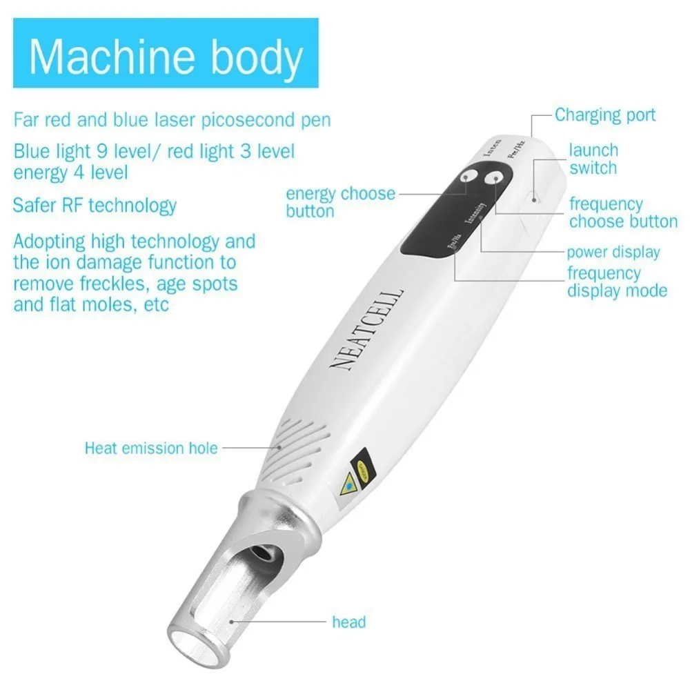 Picosecond лазерный светильник-ручка терапия тату машина шрам моль удаление веснушек темное удаление пятен Временные татуировки микроблейдинг ручка