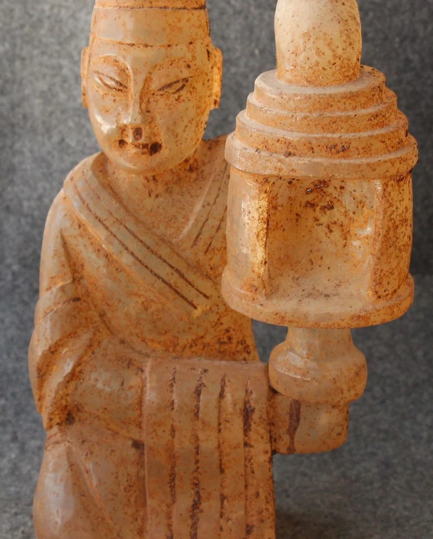 

Old Crystal Dynasty Palace Man Candlesticks Candle holder Oil lamp Statue